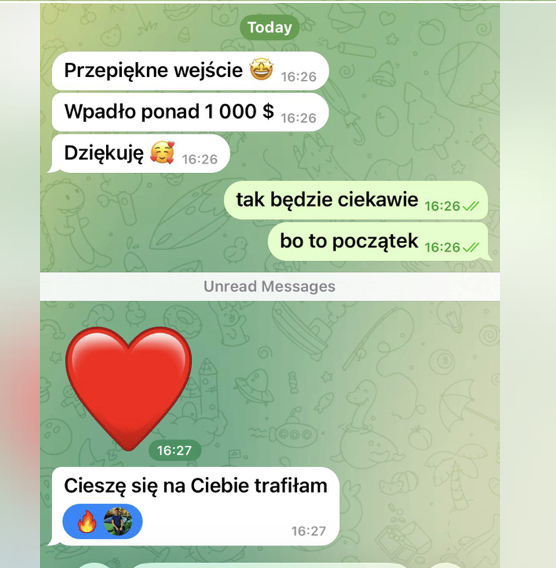 Wiadomość uczestnika wyzwania 1